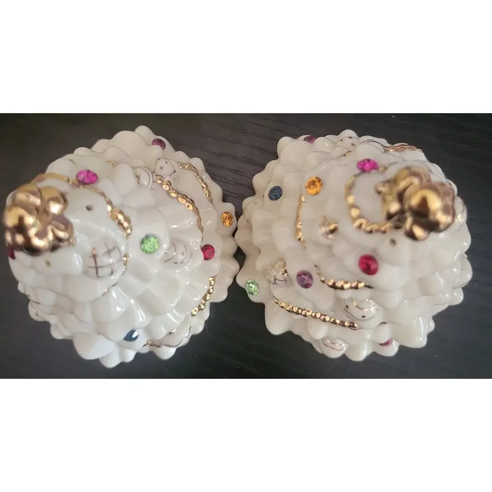 Lenox Jewels of Christmas White Tree Salt & Pepper Shakers Fine Ivory 2001 Vtg